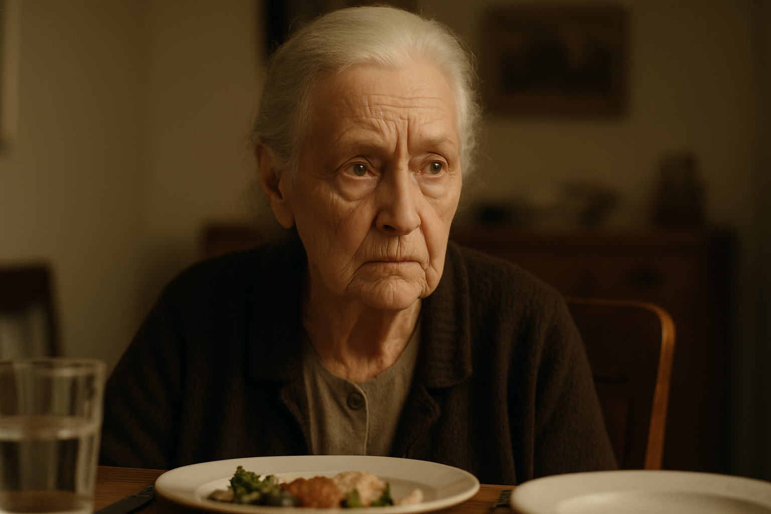 An old woman at the table | Source: Sora