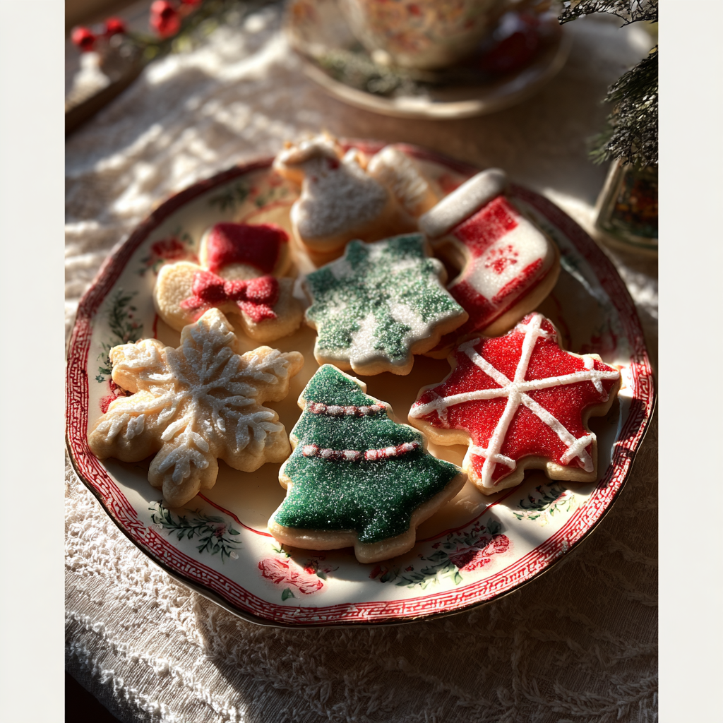 A plate of Christmas cookies | Source: Midjourney