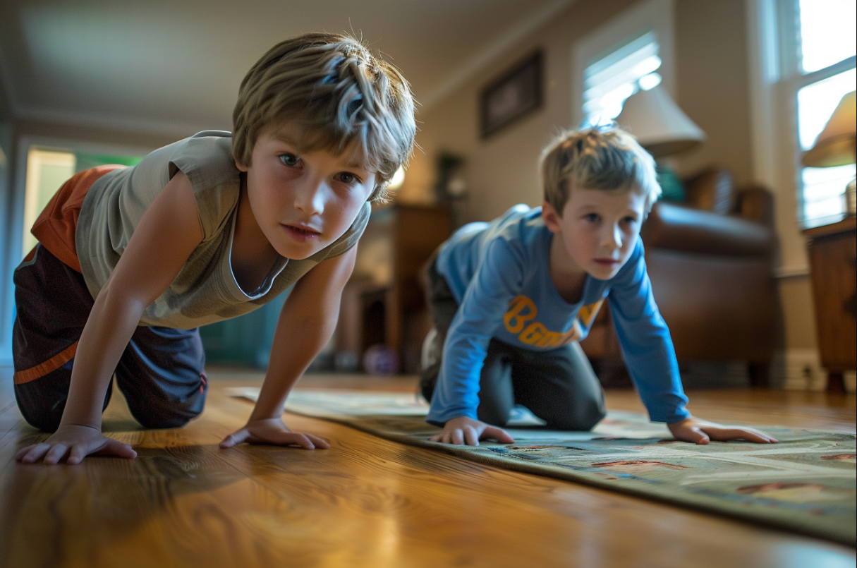 Two boys playing in a living room | Source: Midjourney