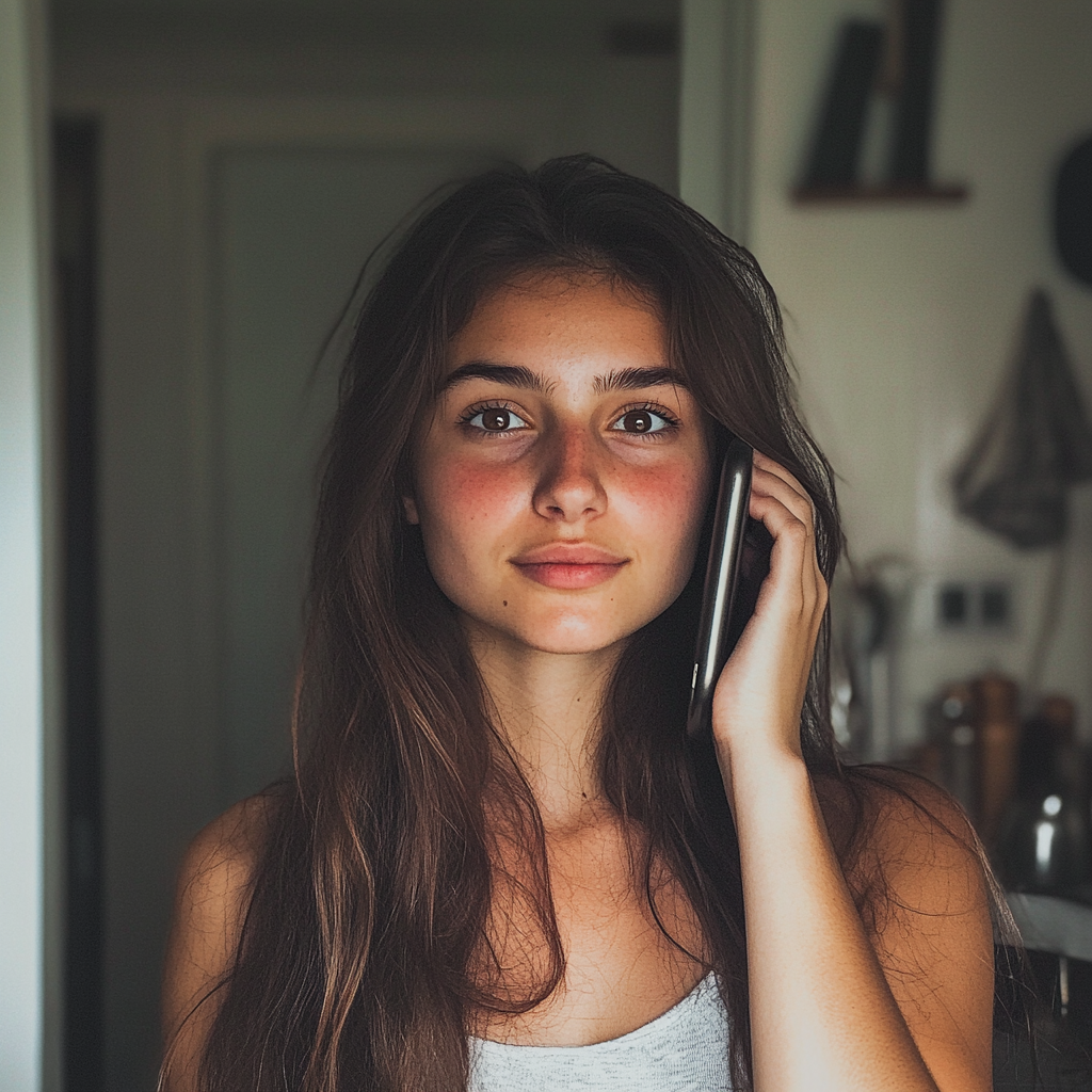 A young woman talking on the phone | Source: Midjourney