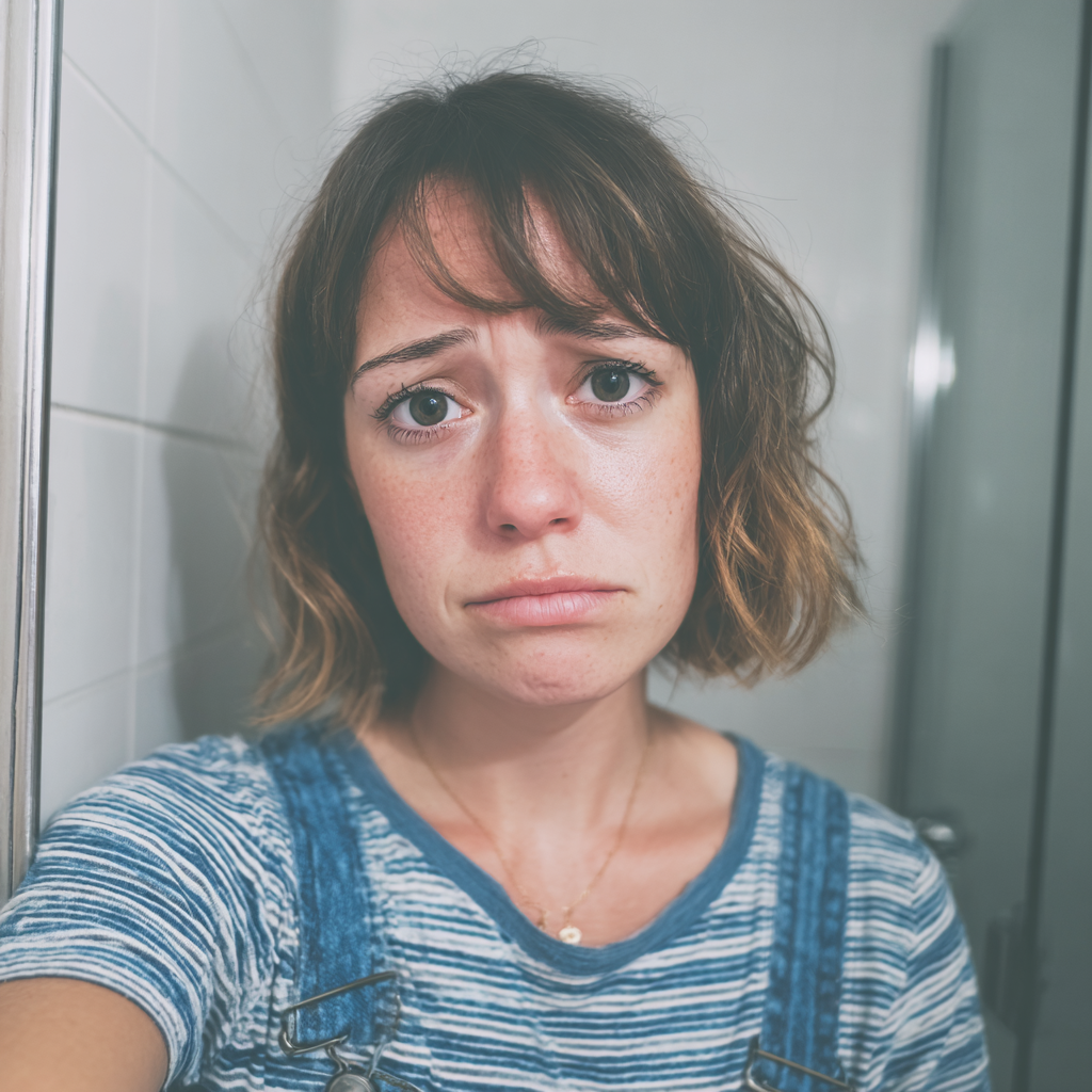 An emotional woman looking into a mirror | Source: Midjourney