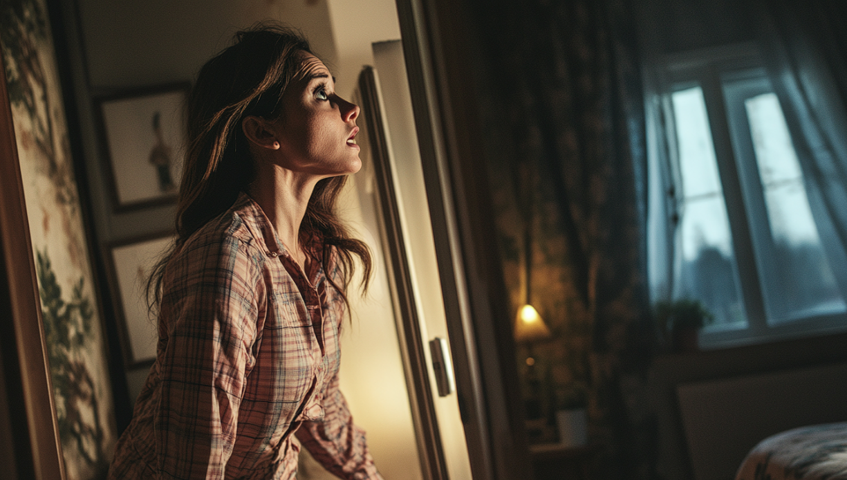 A frantic woman searching her home | Source: Midjourney