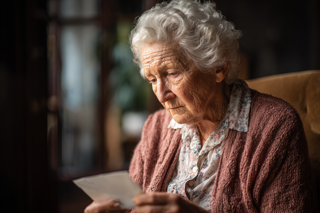 A woman looking at a paper | Source: Midjourney