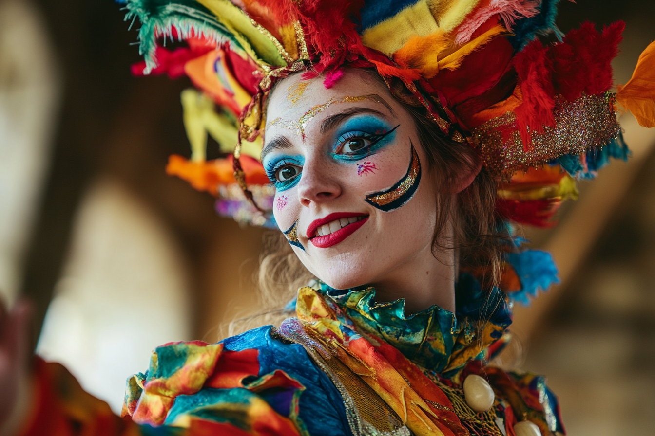 A carnival performer speaking to someone | Source: Midjourney