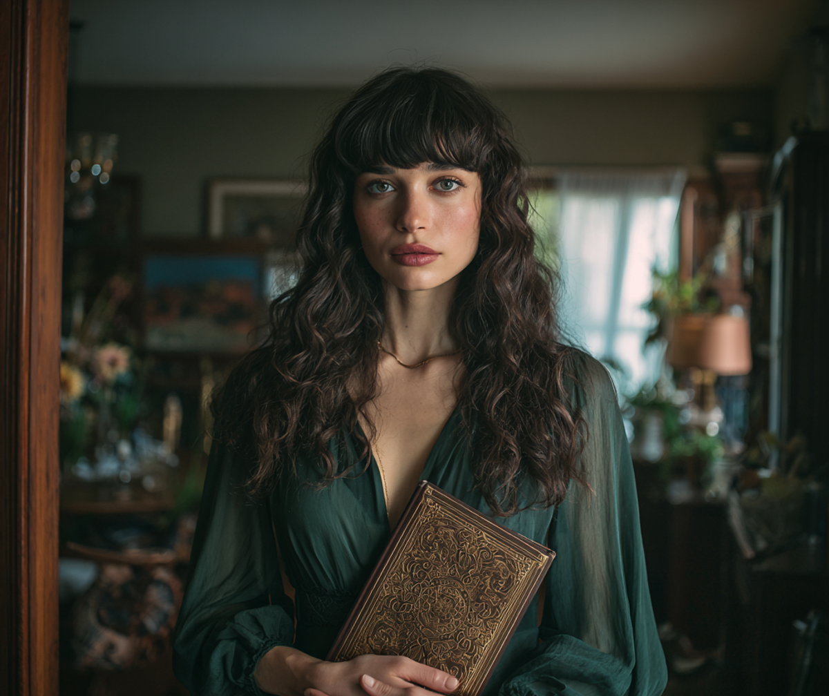 A woman holding a notebook | Source: Midjourney
