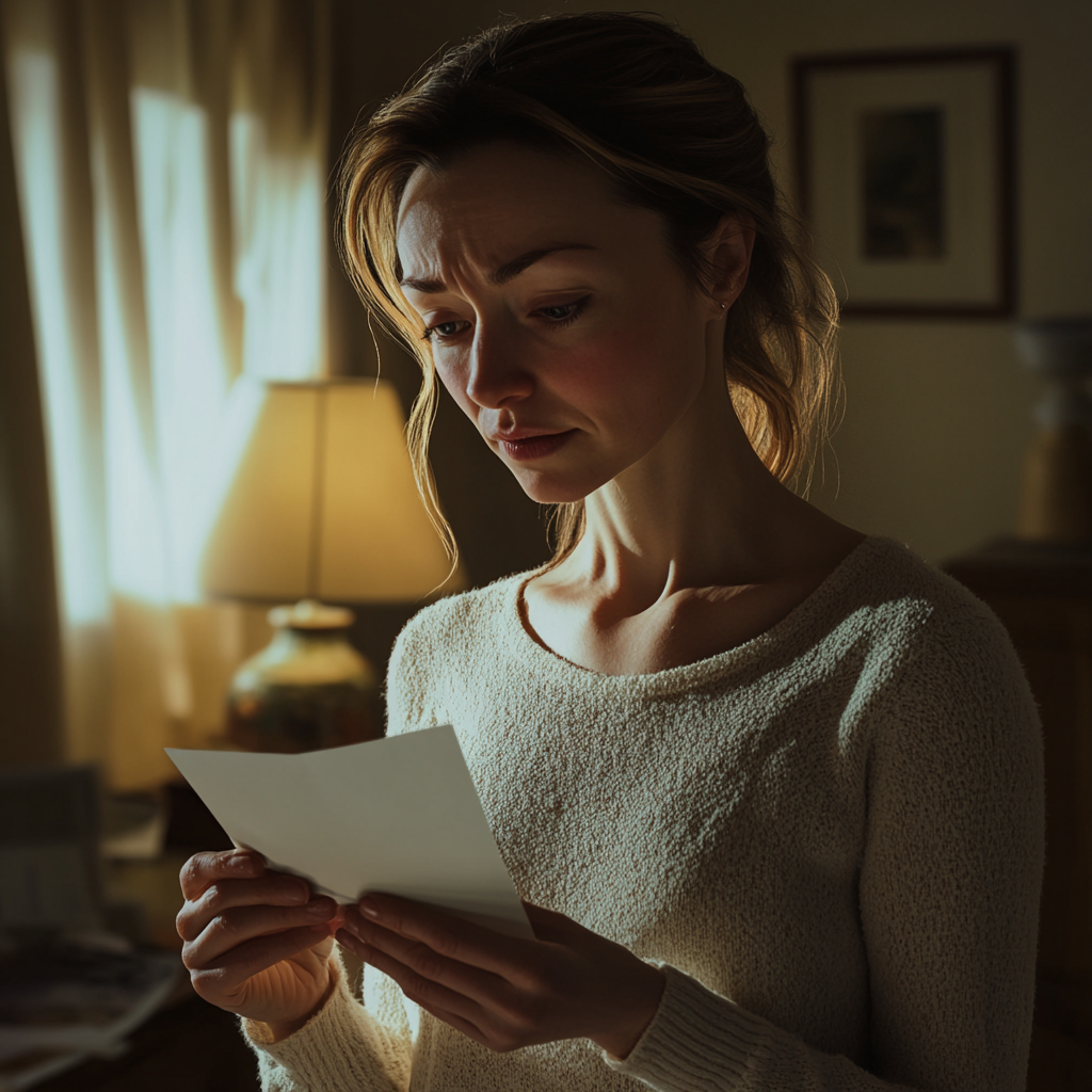 A woman reading a letter | Source: Midjourney