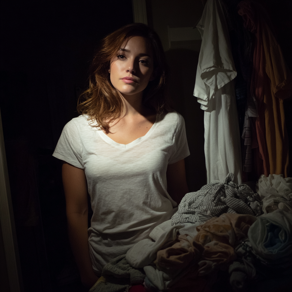 A woman folding laundry | Source: Midjourney