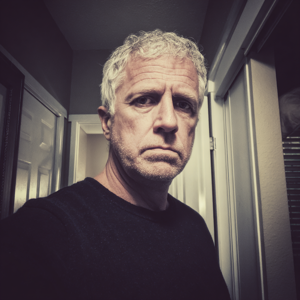 A frowning older man standing in a hallway | Source: Midjourney