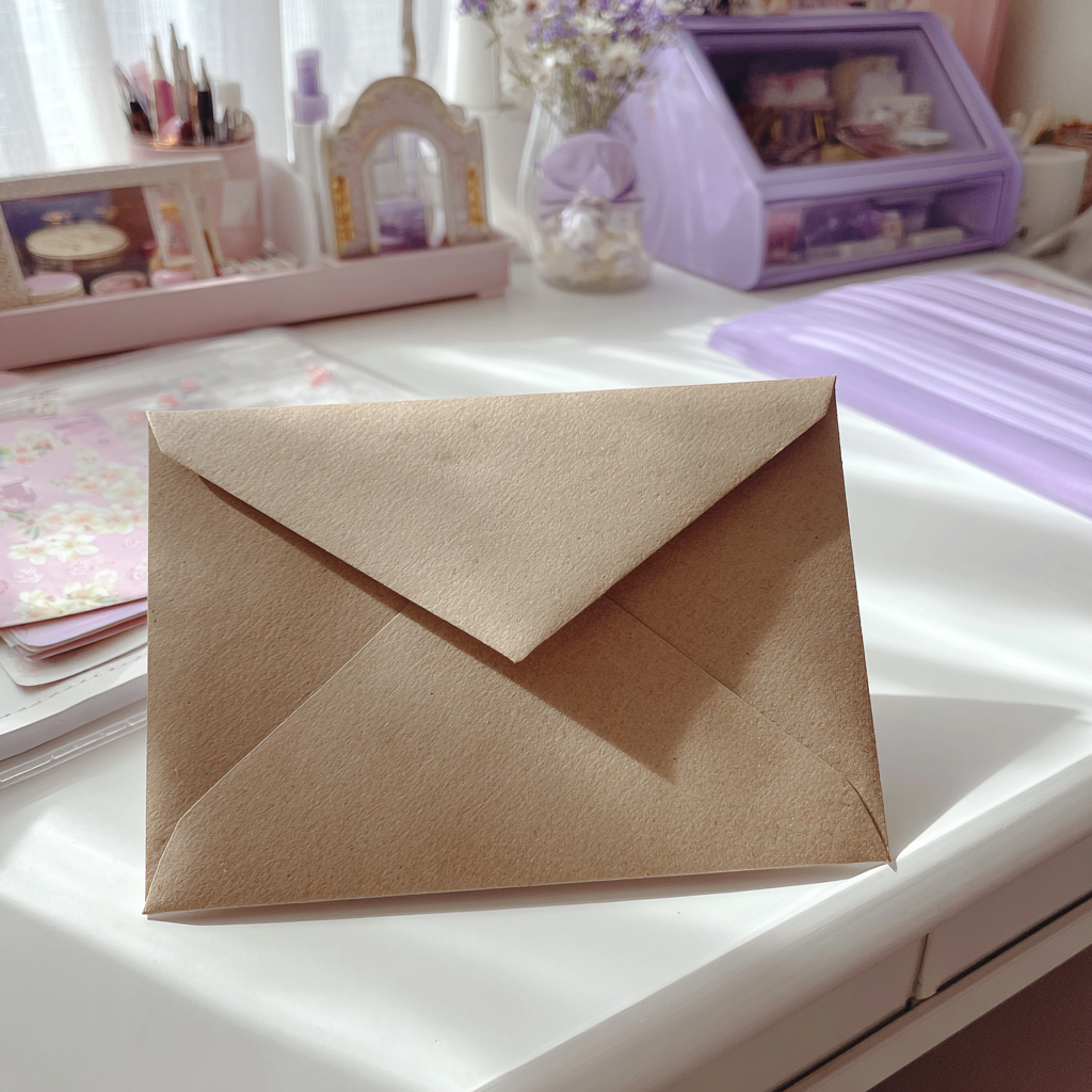 An envelope leaning on a desk | Source: Midjourney