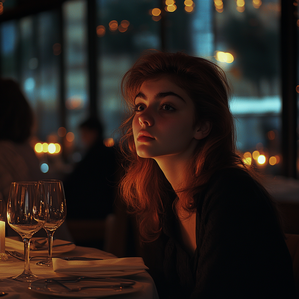 An uncomfortable woman on a date | Source: Midjourney