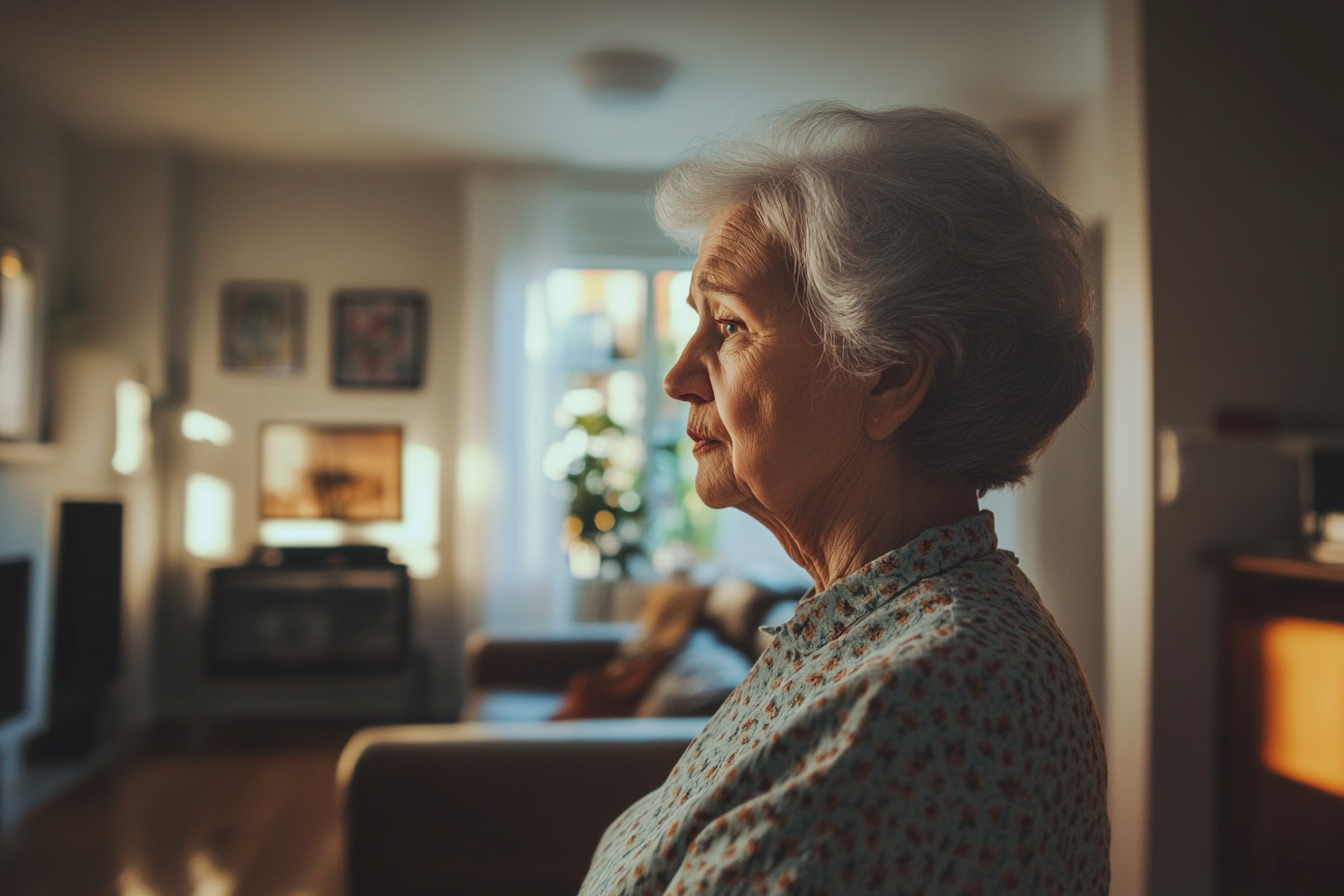 An older woman standing in her house | Source: Midjourney