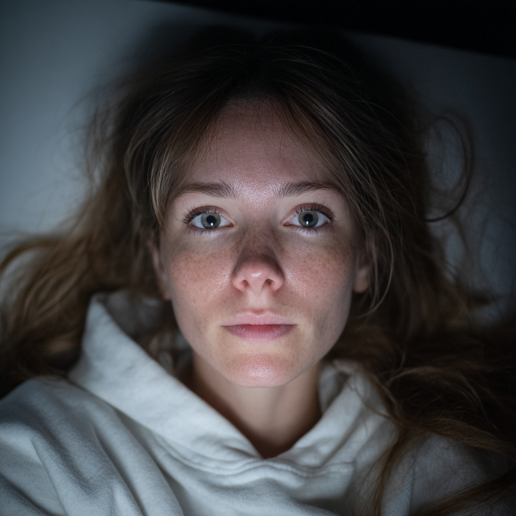 An emotional woman laying in her bed | Source: Midjourney