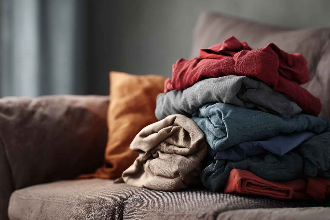 Laundry on a sofa | Source: Midjourney