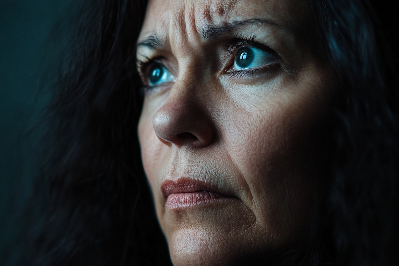 Close up of a woman frowning | Source: Midjourney