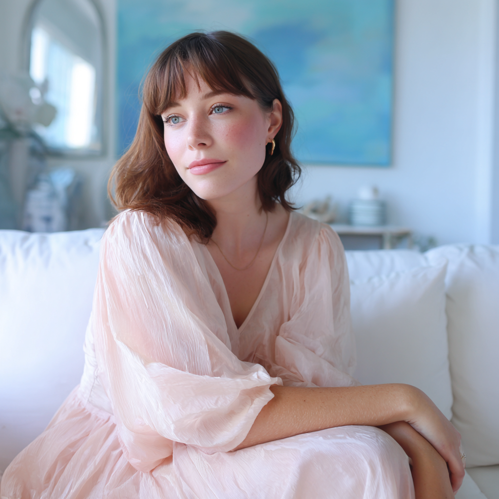 A woman wearing a pale pink dress | Source: Midjourney