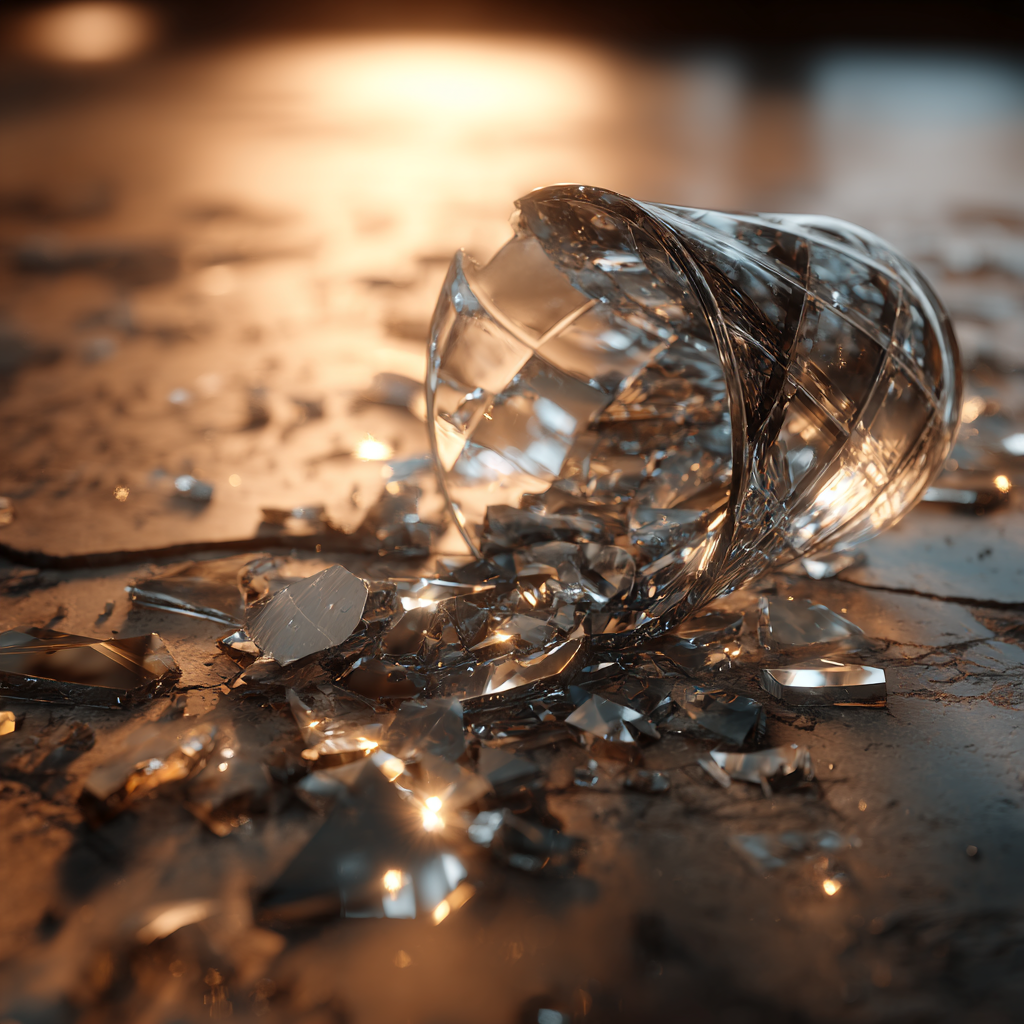 Close-up shot of broken crystal glass | Source: Midjourney