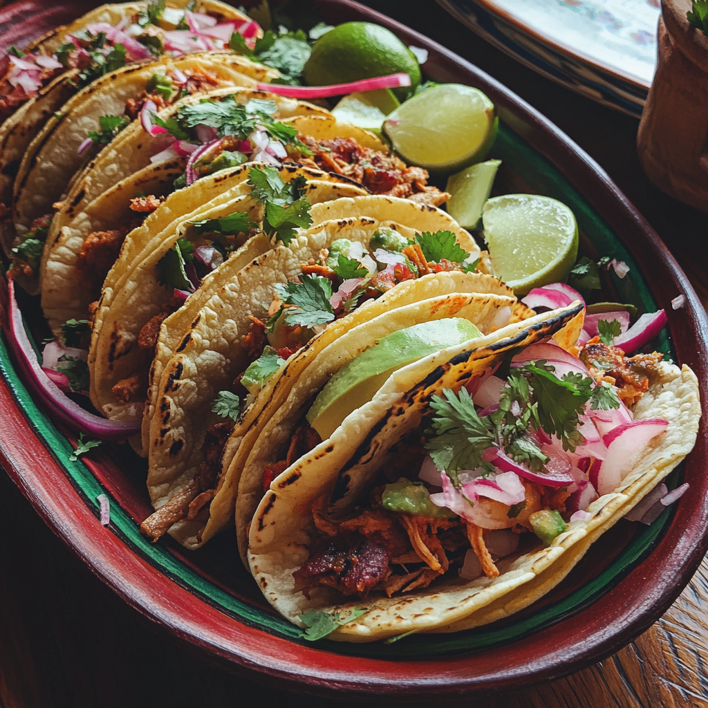 A platter of homemade tacos | Source: Midjourney