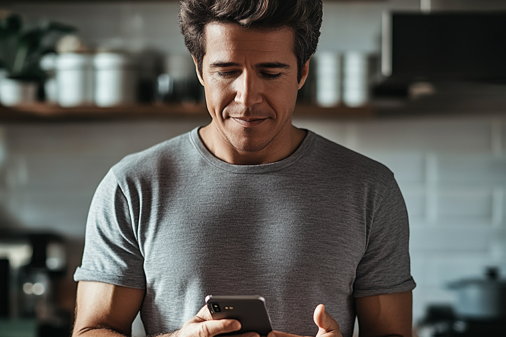 Um homem usando seu telefone | Fonte: Midjourney