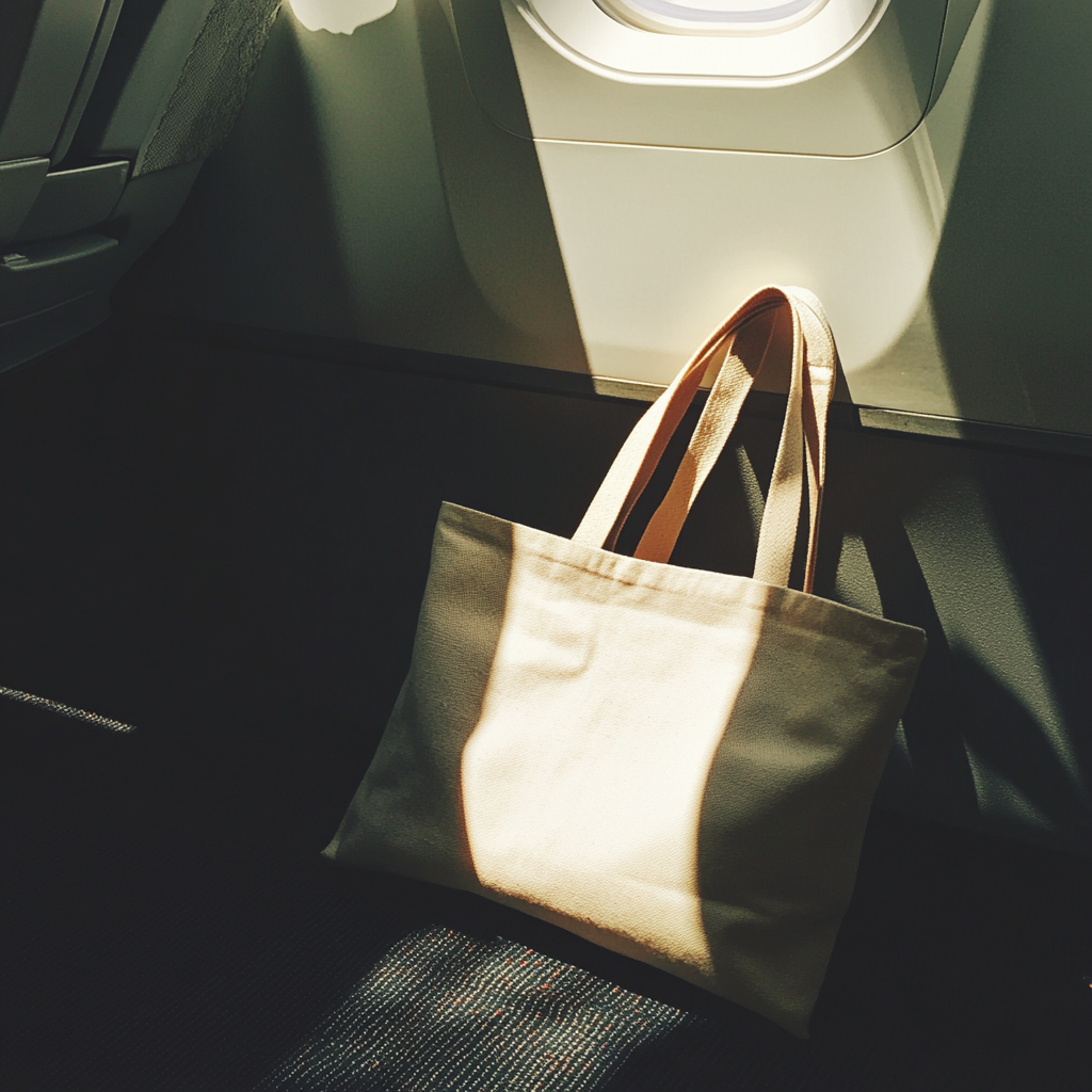 A bag on an airplane floor | Source: Midjourney