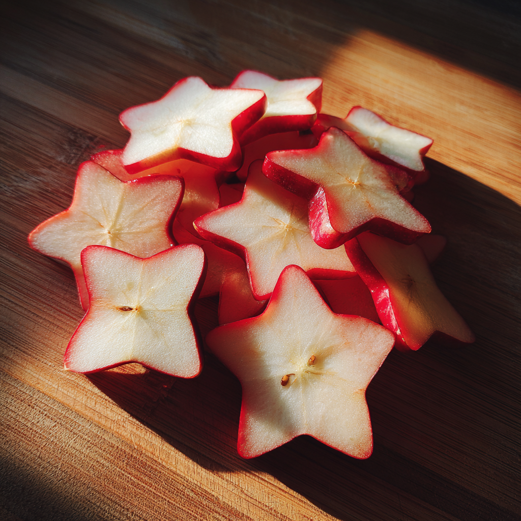 Star-shaped red apple slices | Source: Midjourney
