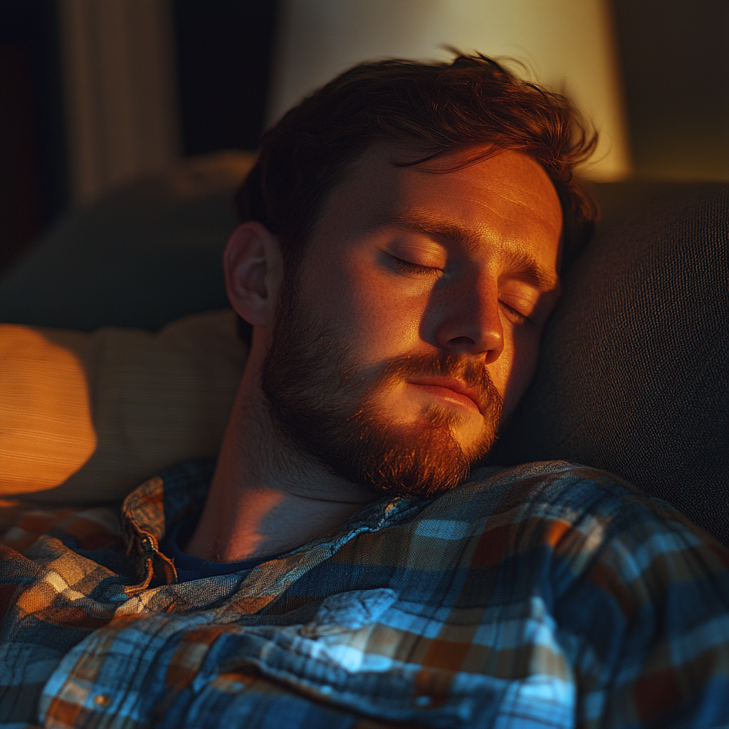 A man sitting on the couch | Source: Midjourney