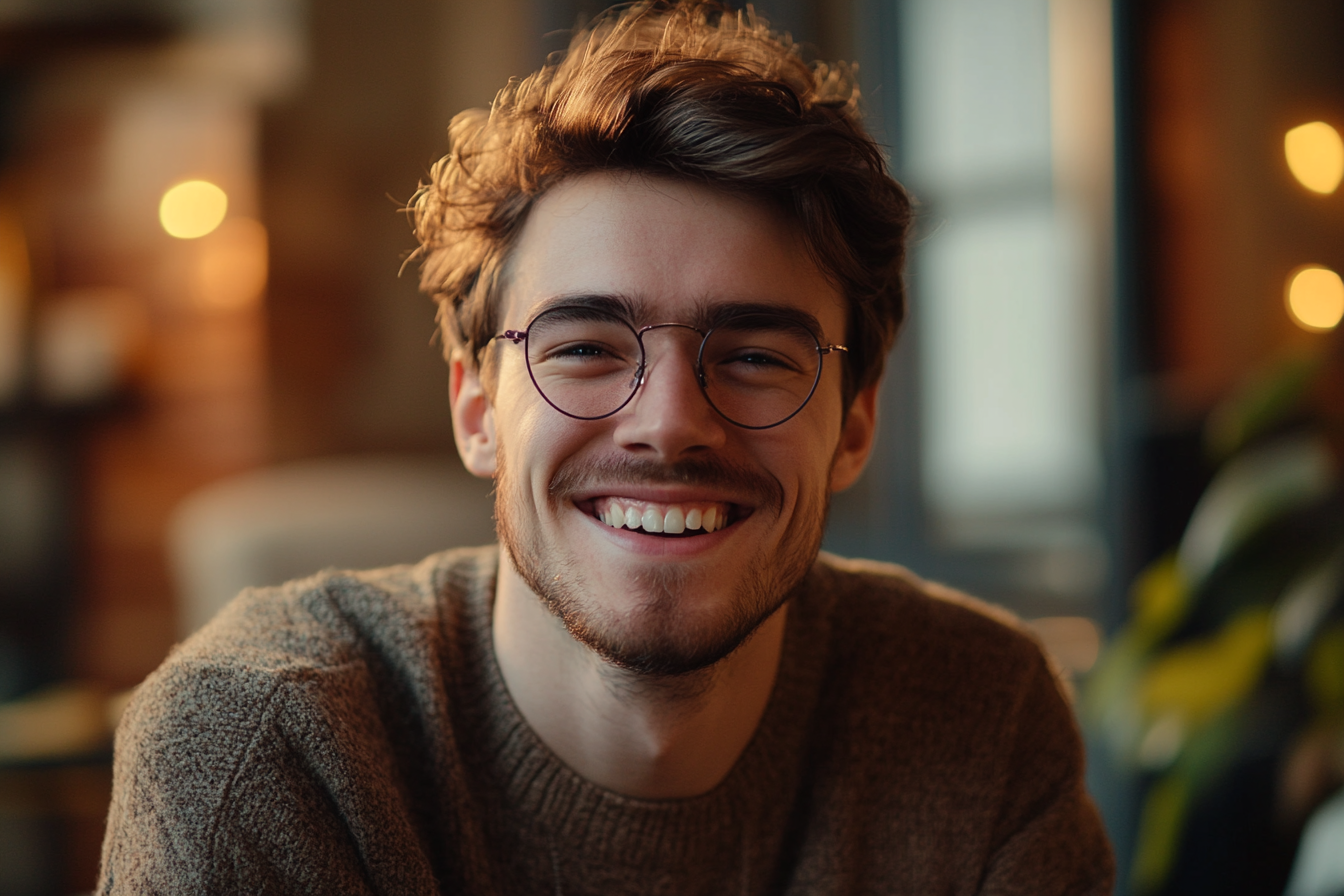 A young man laughing | Source: Midjourney