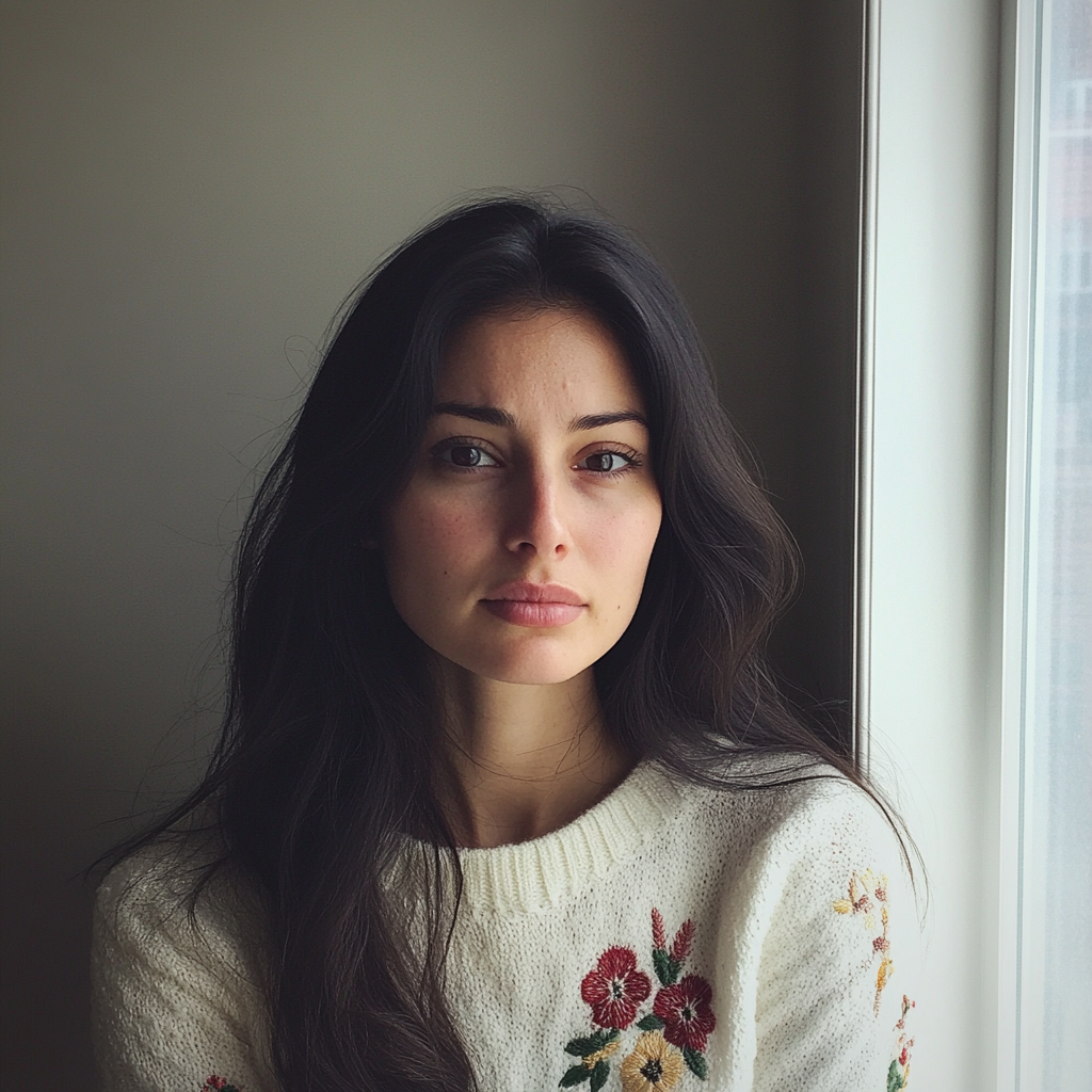 A close up of a woman wearing a white jersey | Source: Midjourney