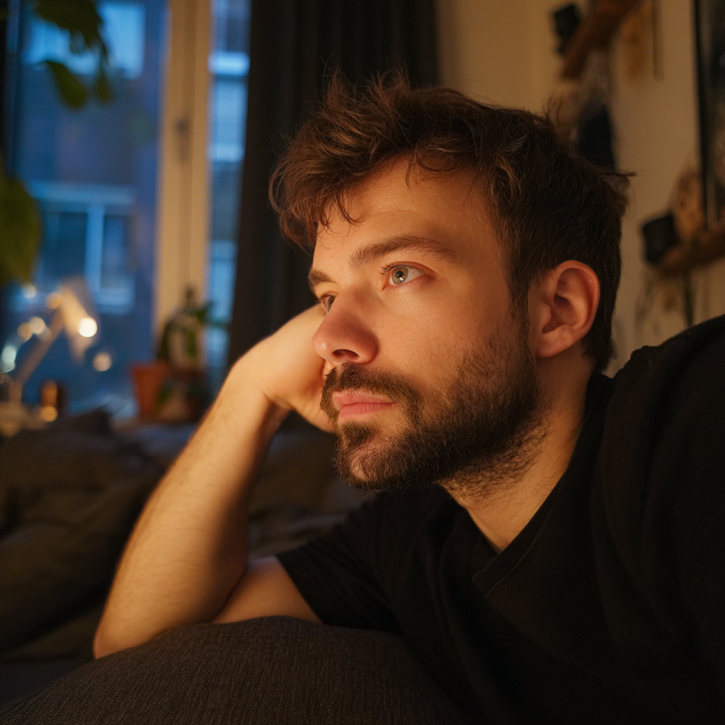 A man resting on a couch | Source: Midjourney