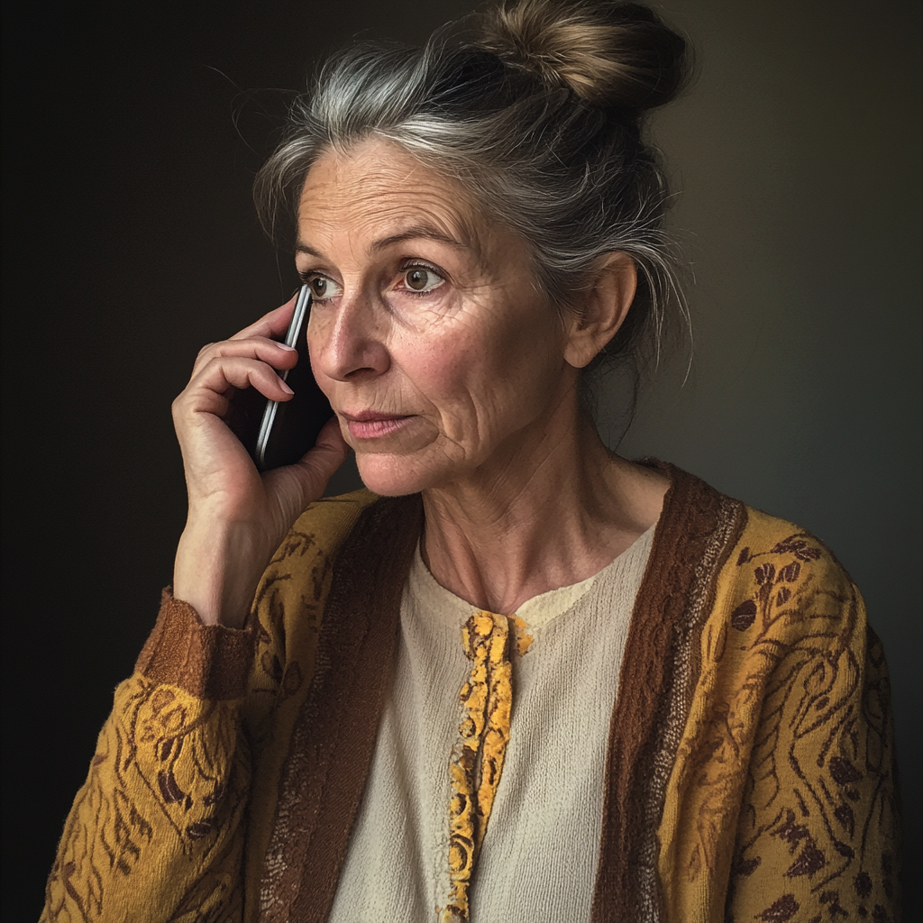 An older woman talking on the phone | Source: Midjourney