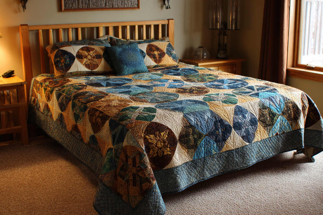 A quilt on a bed | Source: Midjourney