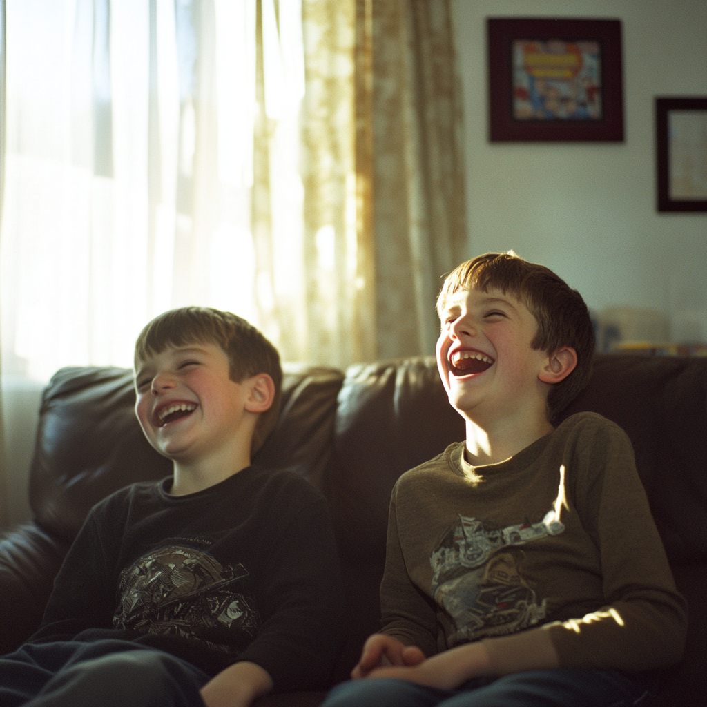 Two laughing brothers | Source: Midjourney