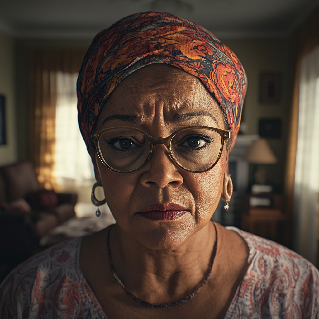 Une femme en colère regardant droit devant elle | Source : Midjourney