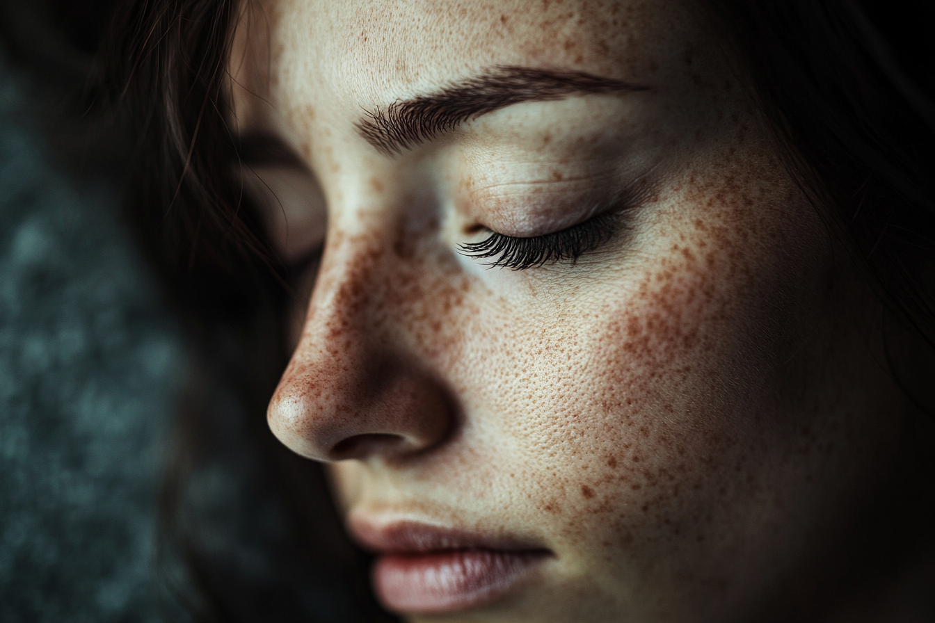 Une femme allongée sur le sol, les yeux fermés | Source : Midjourney