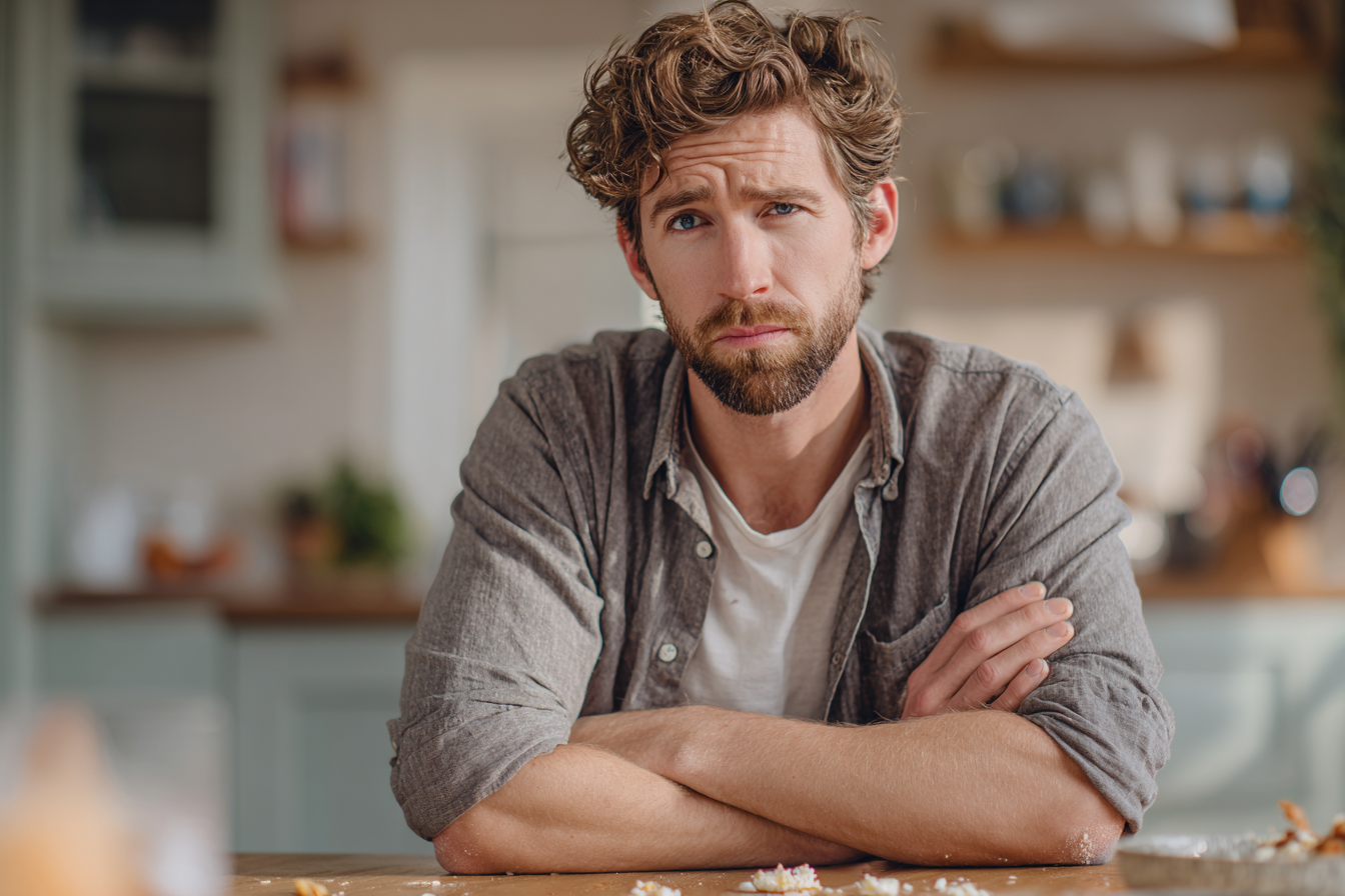 A man sitting in a kitchen | Source: Midjourney
