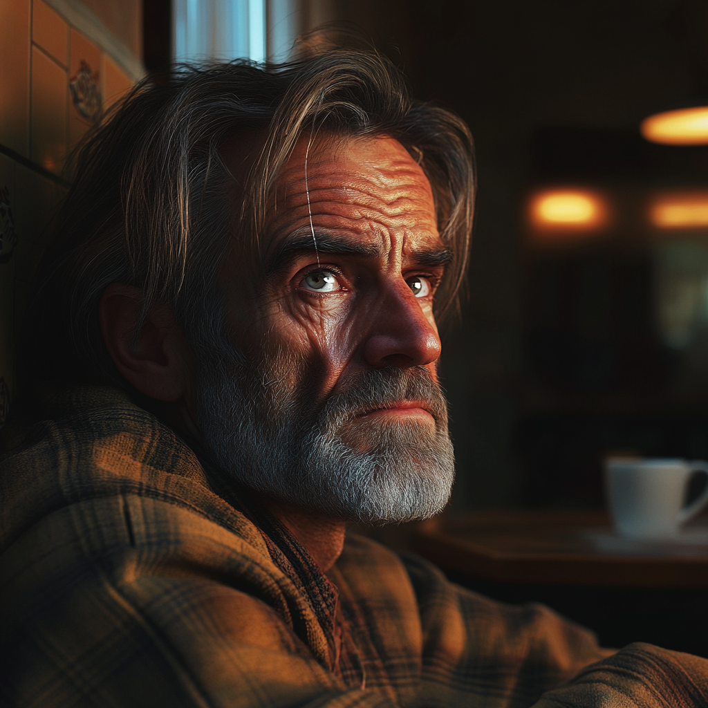 A sad older man looking up | Source: Midjourney