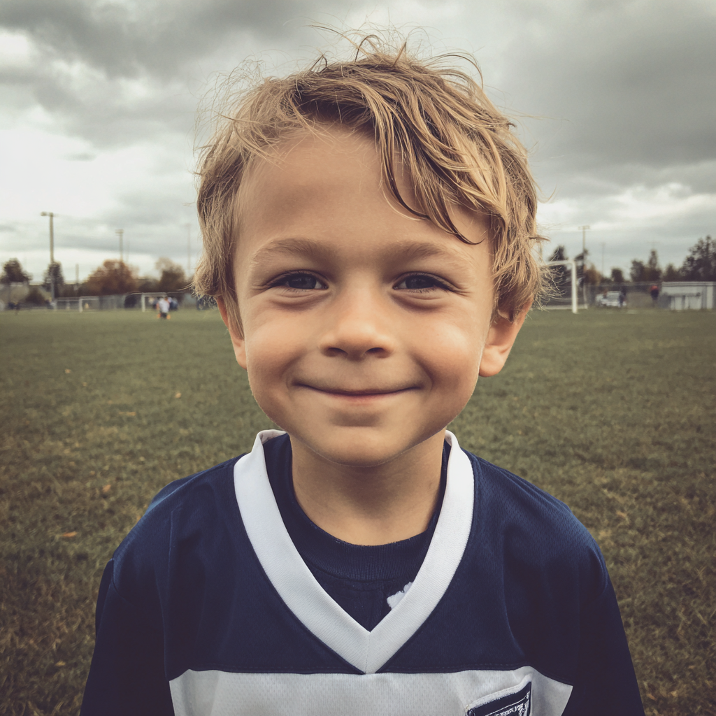 A smiling little boy at soccer practice | Source: Midjourney