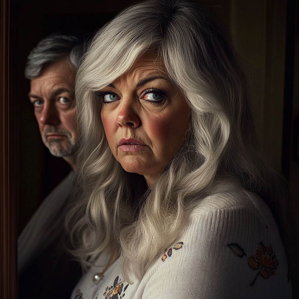 A senior couple standing at the doorway | Source: Midjourney