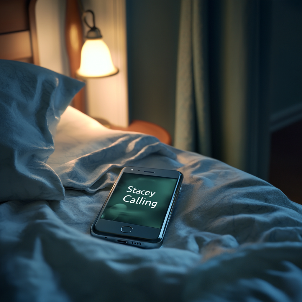 A phone on the bed flashing an incoming call | Source: Midjourney