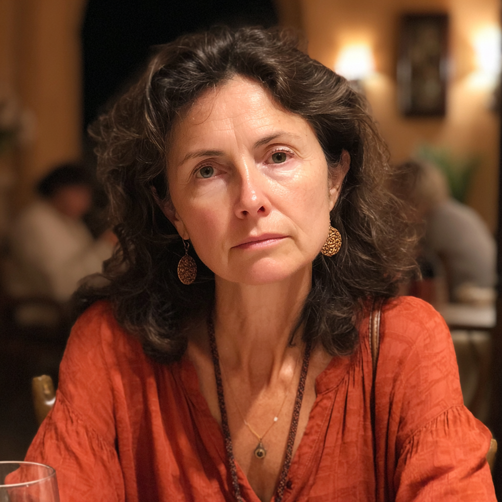 An older woman sitting at a dining table | Source: Midjourney