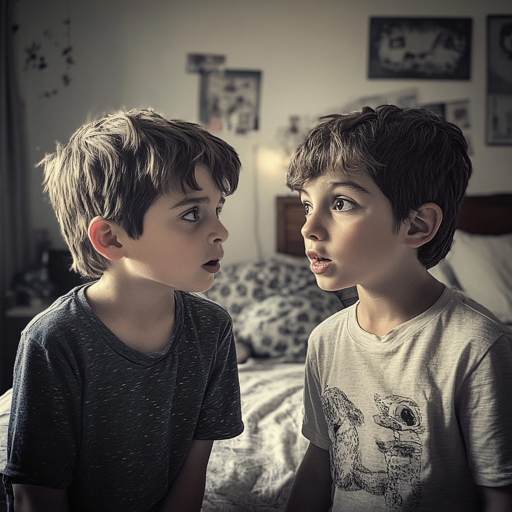 Twin boys in their room | Source: Midjourney