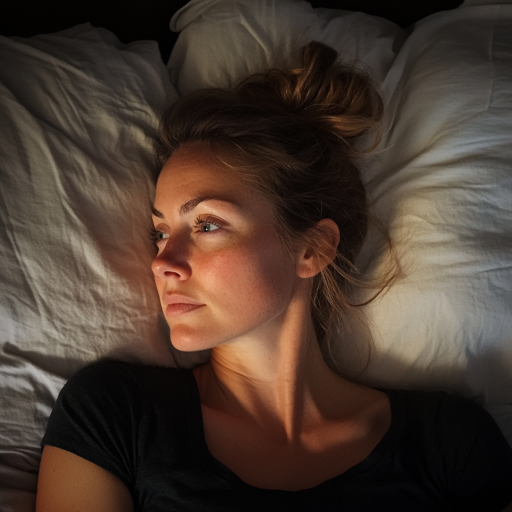 A woman laying in her bed | Source: Midjourney