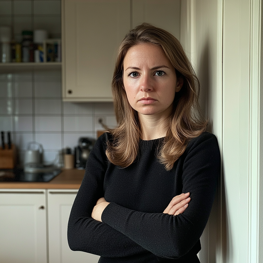 Une femme debout, les bras croisés | Source : Midjourney