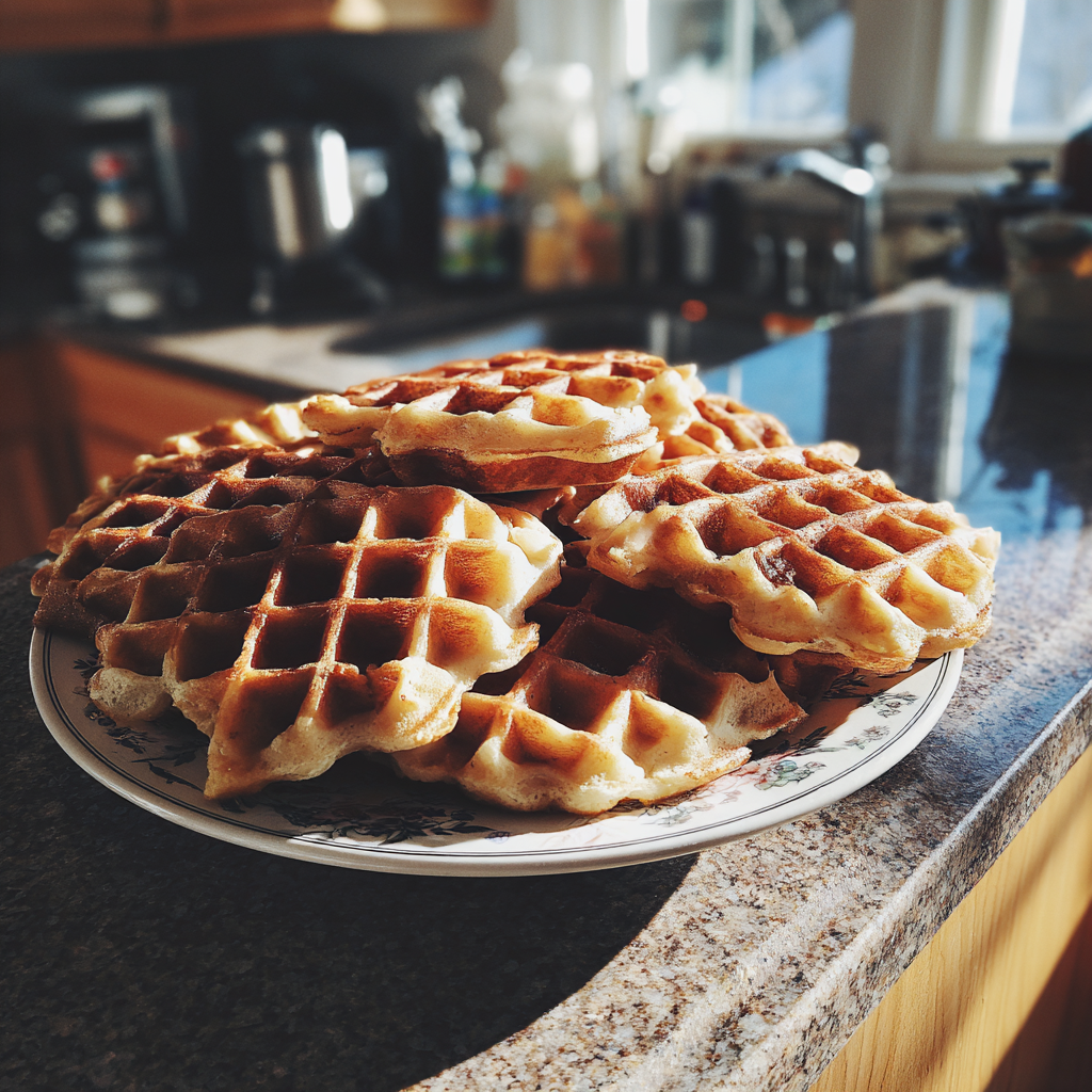 A plate of waffles | Source: Midjourney
