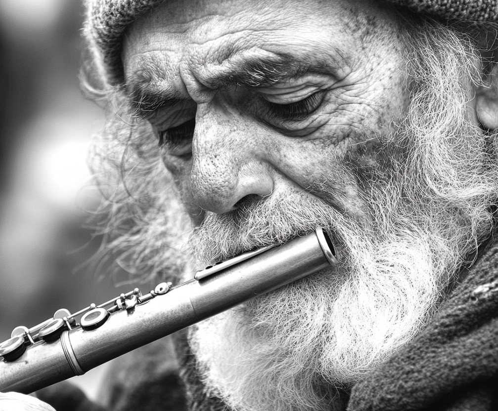 A man playing a flute | Source: Midjourney