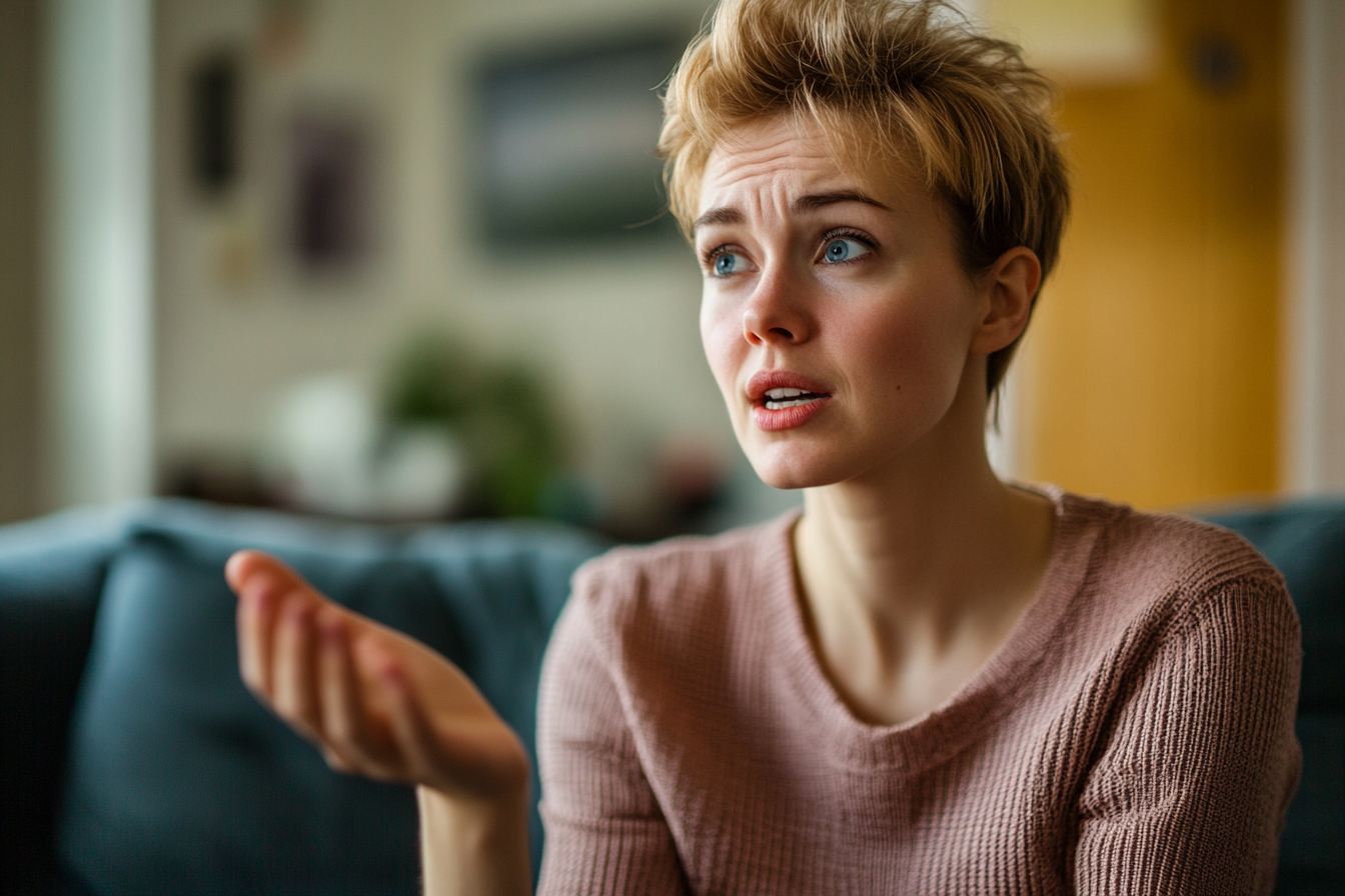 A woman speaking to someone | Source: Midjourney