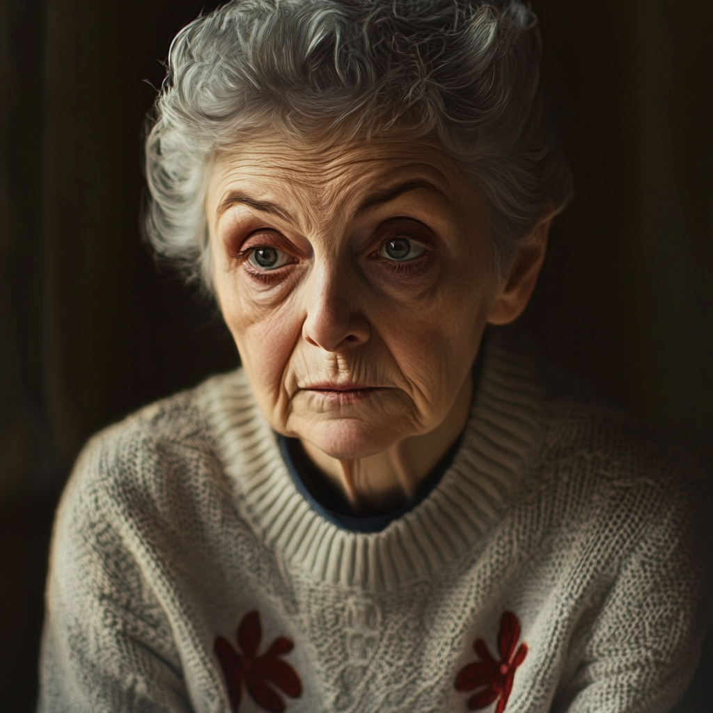 A lonely and heartbroken older woman | Source: Midjourney