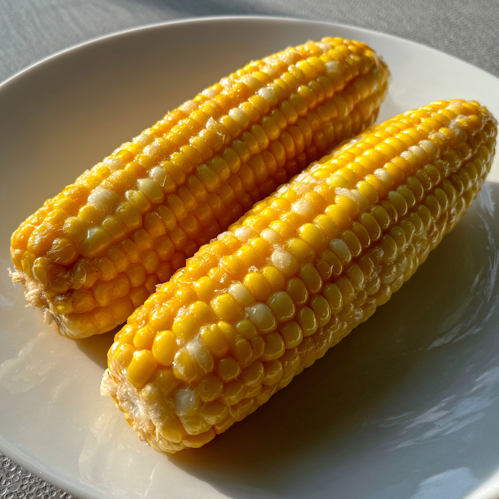 Buttery sweetcorn on a plate | Source: Midjourney