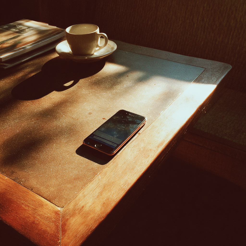 A cellphone on a table | Source: Midjourney