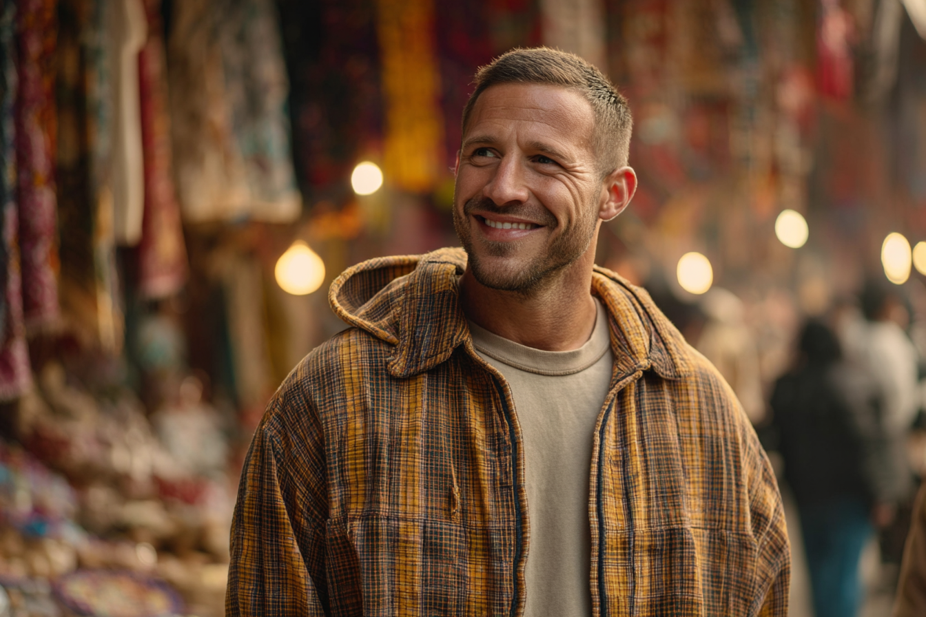 A man standing in a market | Source: Midjourney
