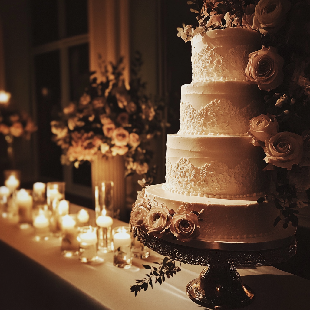 A beautiful wedding cake | Source: Midjourney